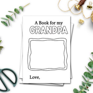 Grandpa   Birthday Gifts from Grandson, Printable Fathers Day Card Grandfather from Granddaughter, Instant Download Craft Kit, Coloring Book