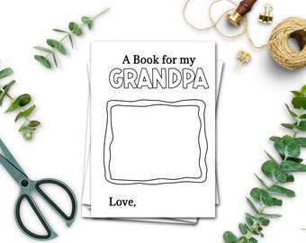 Grandpa   Birthday Gifts from Grandson, Printable Fathers Day Card Grandfather from Granddaughter, Instant Download Craft Kit, Coloring Book