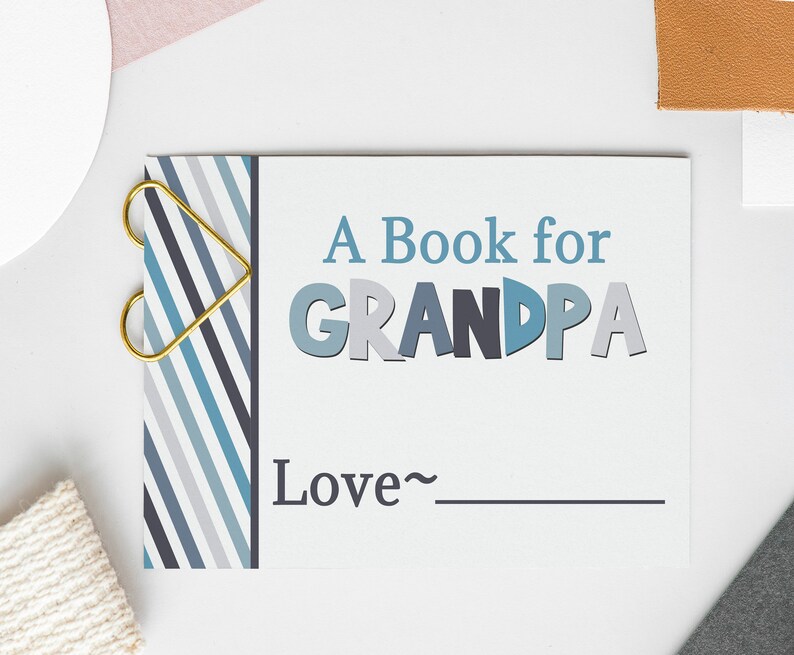 Printable Grandpa Book, Fathers Day Crafts, Personalized Birthday Present from Grandson, Kids Coloring Activity Pages, Grandpa Gift image 6