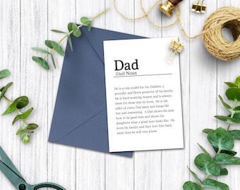 Dad Definition Card, Printable Birthday Card for Dad, Instant Download Father's Day Card from son daughter, 4x6 5x7, Thinking of you card