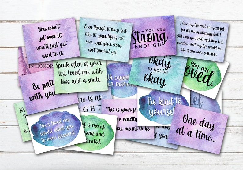 Grief Affirmation Cards, Printable Therapy Cards with Grief Quotes, Sympathy gift for widow, Loss of Mother gifts, Death of loved one image 1