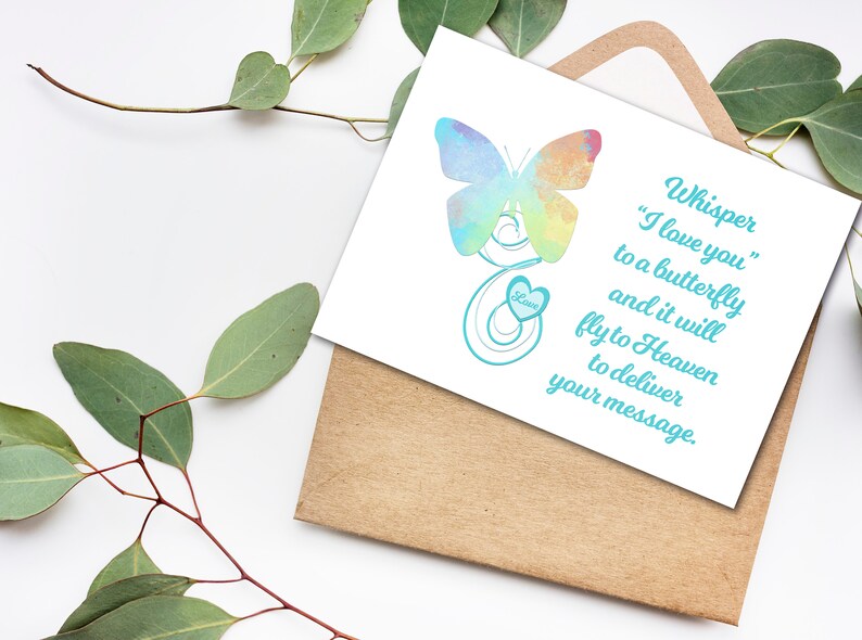Whisper I love you to a Butterfly Card, Printable Sympathy Cards, 1st Mothers Day without Mom, Loss of Father Grief Gifts, Death Anniversary 