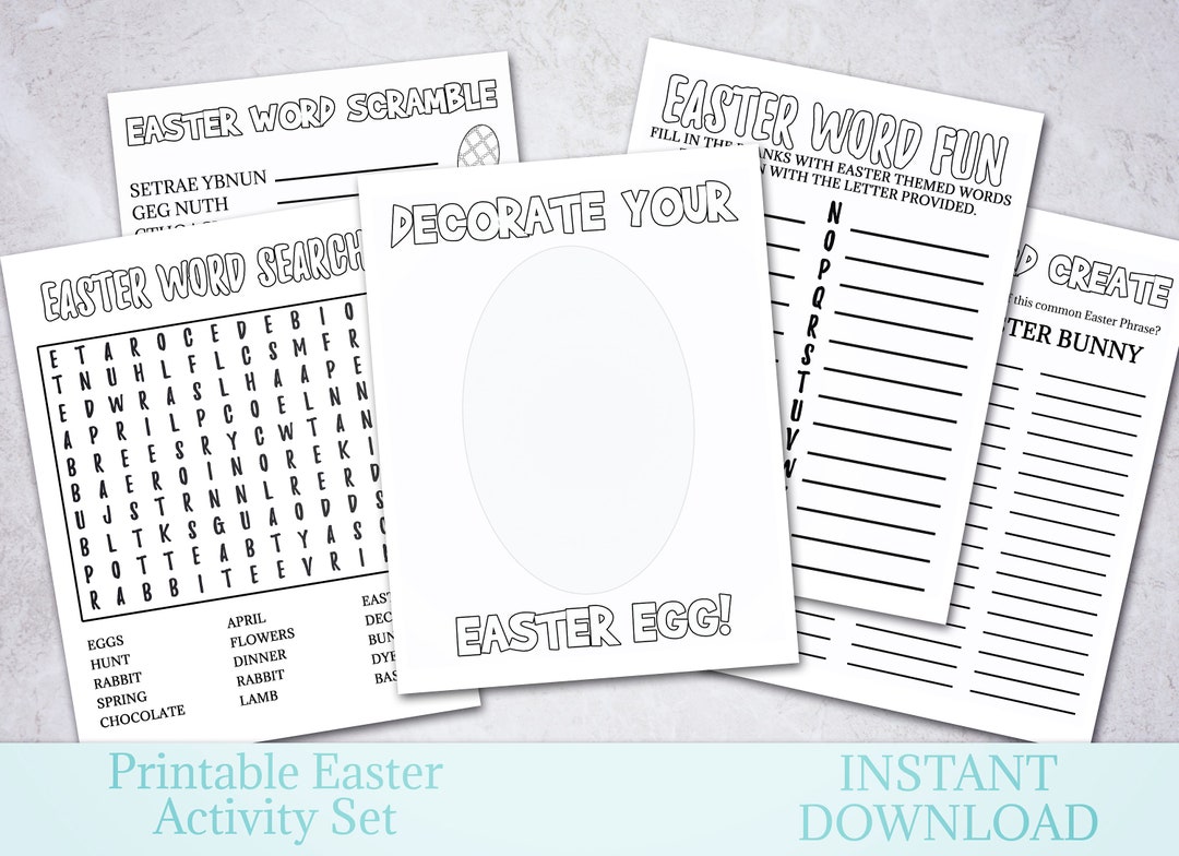 Printable Easter Activity Pack, Instant Download, Easter Coloring Pages ...