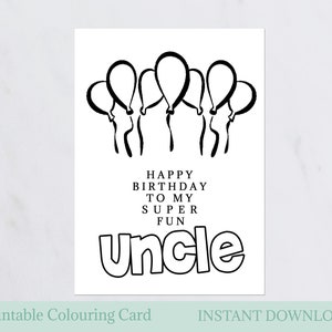 UNCLE Birthday Card Coloring Card Gift From Nephew | Etsy