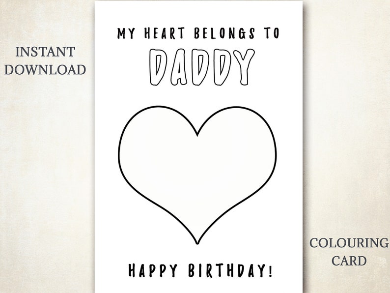birthday coloring card for daddy downloadable birthday card etsy