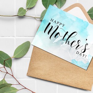 Tarjeta del Día de la Madre en acuarela para mamá de hijo, Tarjetas imprimibles del Día de la Madre de hija, Descarga instantánea, Tarjeta de felicitación para abuela