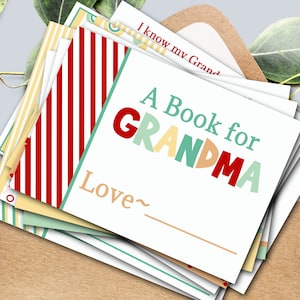 Libro della nonna stampabile, Regalo di compleanno personalizzato per la nonna dal nipote, Kit di artigianato a download istantaneo, Biglietto per la festa della mamma dal nipote,