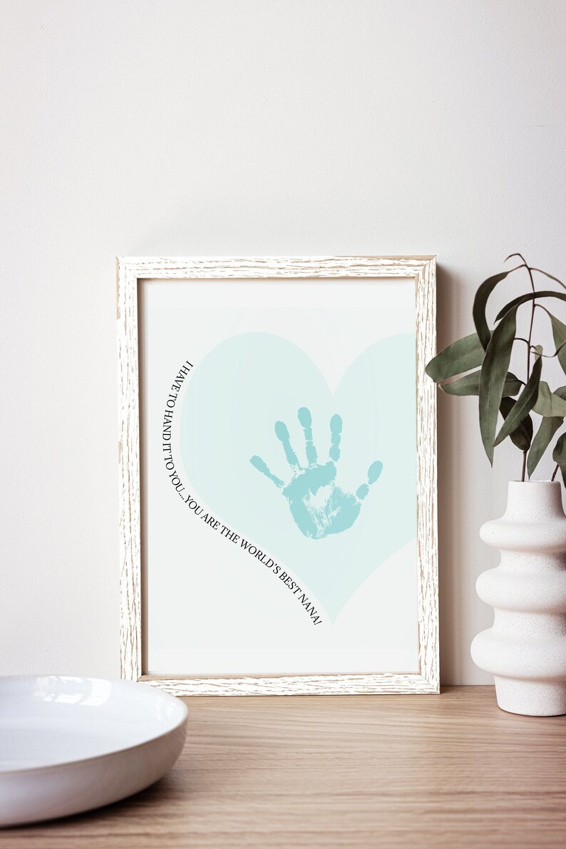 Nana Mothers Day Gift Printable Kids Crafts Handprint Art Card from Grandson Birthday Gift for Nana from Granddaughter Instant Download