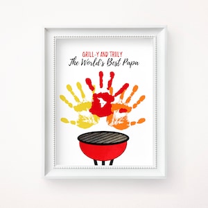 Arte de impressão manual, o melhor presente de papai do mundo para netos, artesanato para impressão para o dia dos pais, presentes de aniversário personalizados, atividade de download instantâneo