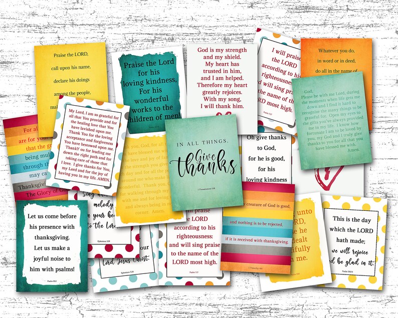 Religious Gifts for Children Thanksgiving Cards Daily Devotional Gratitude Prayer Cards Bible Journal Cards Printable Scripture Cards