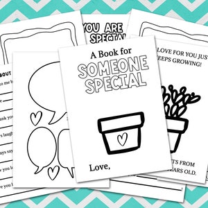 Printable Book Making Set for Someone Special, DIY Craft Kit for Kids, Mothers Day Activity, Thank You Card, Personalized Birthday Gift,