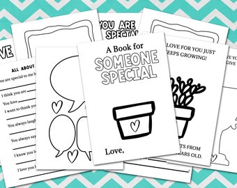 Printable Book Making Set for Someone Special, DIY Craft Kit for Kids, Mothers Day Activity, Thank You Card, Personalized Birthday Gift,