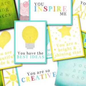 Kinder Affirmation Karten, Kinder Kindness Karten, druckbare Lunchbox Notizen für Jungen und Mädchen, Homeschool Lehrer Karten, Instant Download