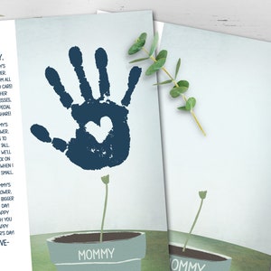 Handprint Art Mother's Day Gift for Mommy from son, May DIY Crafts for Kids, Printable Mothers Day Card from daughter, Instant Download