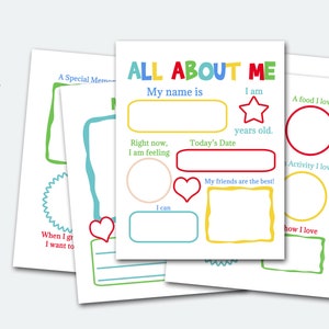 Livre Tout sur moi, capsule temporelle pour enfants, documents à imprimer pour l'école à la maison, téléchargement immédiat, pages d'activités pour enfants, feuilles à colorier pour élèves de 1re année