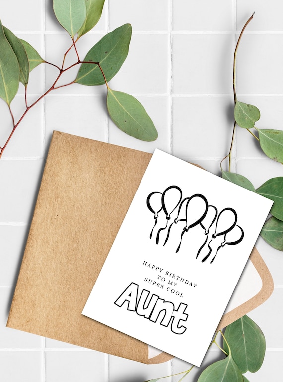 Cool Aunt Birthday Card Auntie Gift From Niece Printable - Etsy