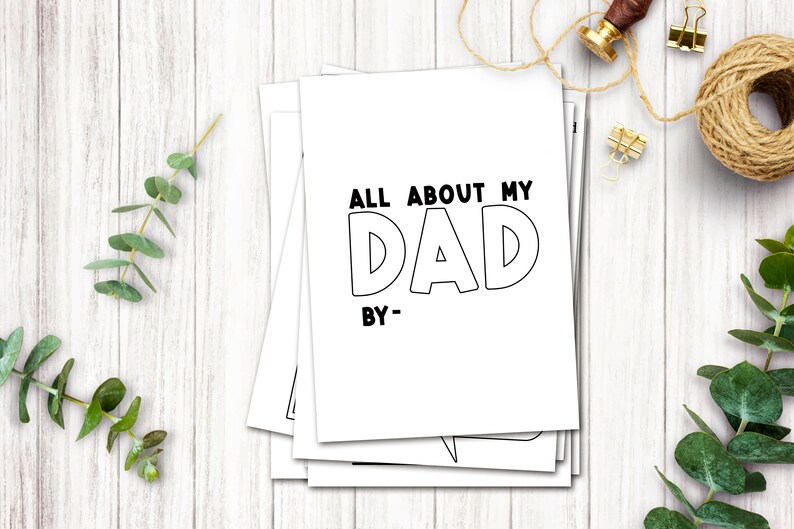 All About Dad Book Printable Father's Day Craft Kit for | Etsy