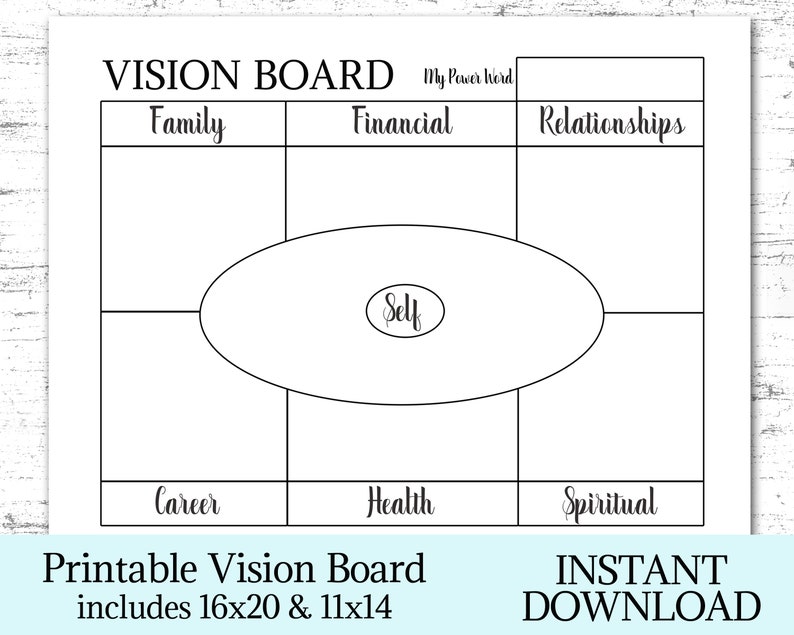 Printable Vision Board 16x20 11x14 Home Office Printables - Etsy