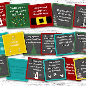 Cartões de atos aleatórios de gentileza, contagem regressiva para o Natal, pequeno presente de advento para crianças, cartões de atividades de Natal para crianças, DOWNLOAD INSTANTÂNEO