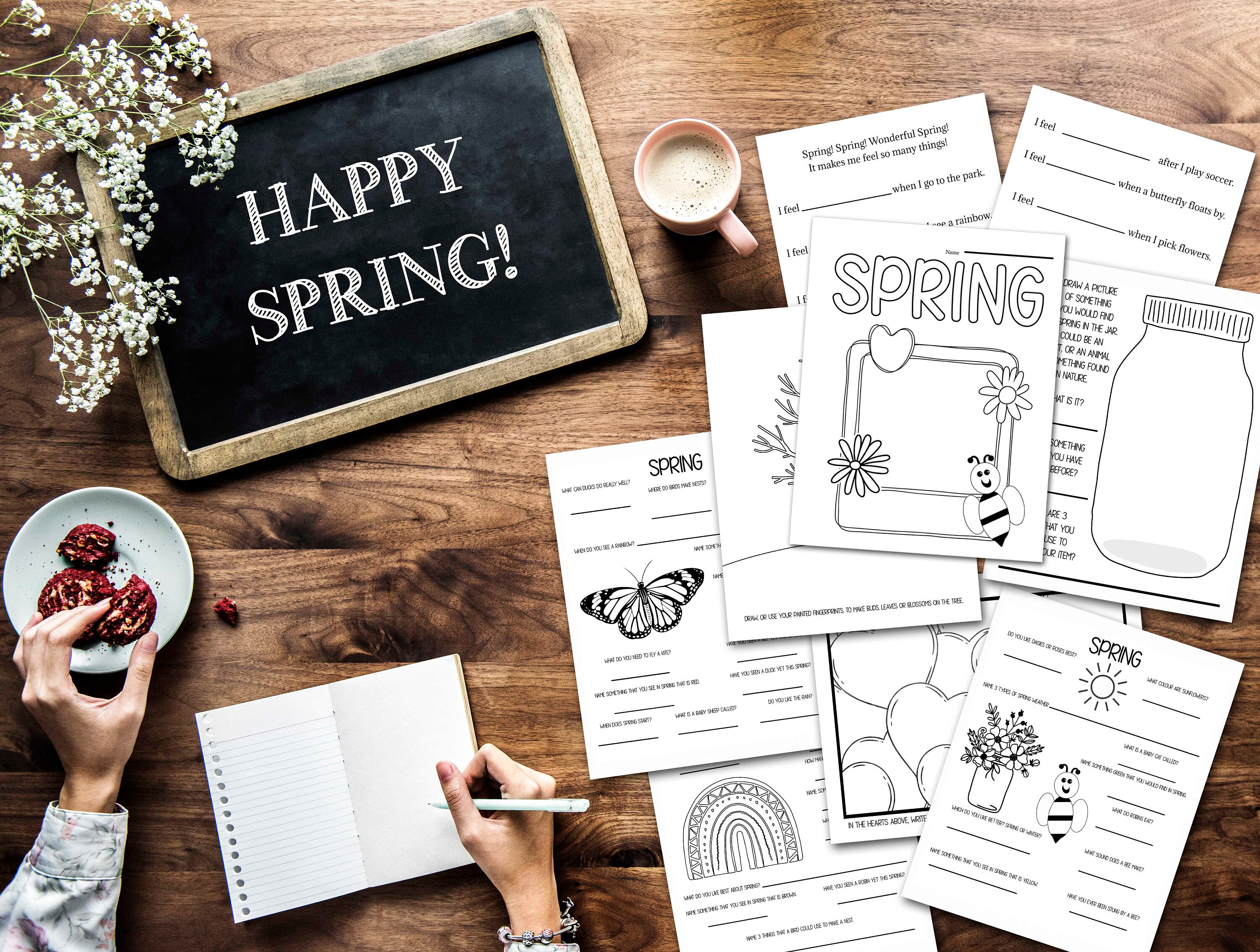 Spring Worksheet Set for Kids, Printable March Break Activity Pages ...