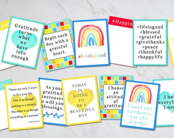Gratitude Journal Printables, Gratitude Quote Cards, Thanksgiving Favors, Thanksgiving Gifts, Vision Board kit for Kids, Digital Download