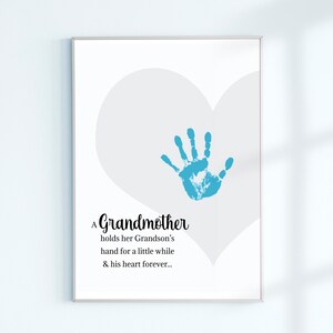 Handafdruk geschenken, gepersonaliseerde verjaardagscadeaus voor grootmoeder, instant download knutselideeën voor kinderen, oma moedersdag cadeau van kleinzoon,