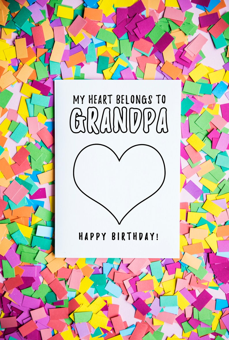 Grandpa Birthday Card Coloring Card For Grandfather Etsy