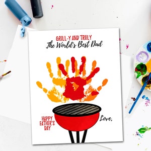 Father's Day Handprint Art, Personalized Fathers Day Gift for Dad from daughter, DIY Craft for Kids, Instant Download Card from son