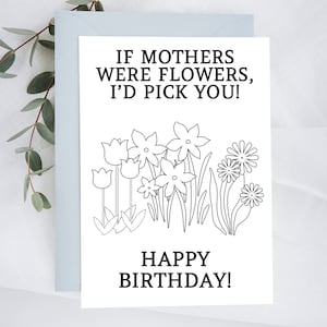 Printable Birthday Card for Mom From Daughter, Kids Coloring Card ...