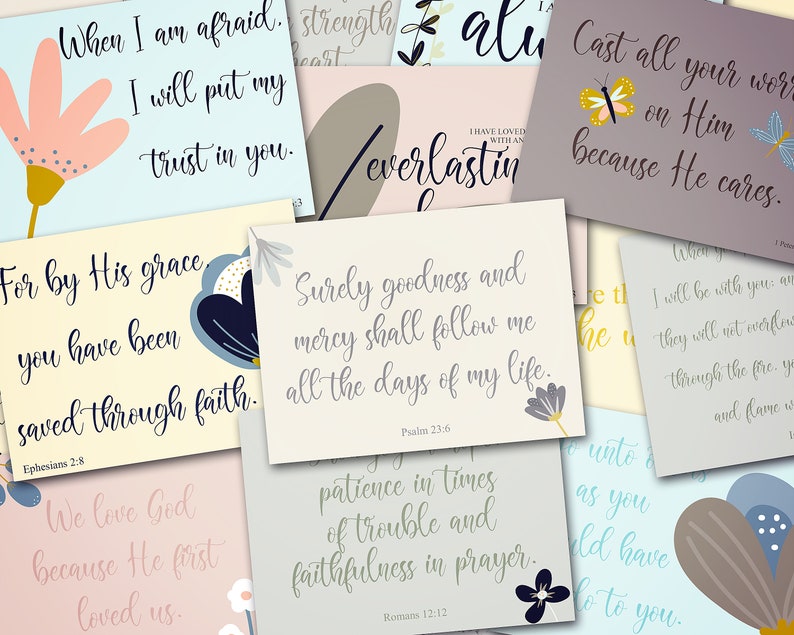 Bible Verse Printables Scripture Cards for Women Bible | Etsy