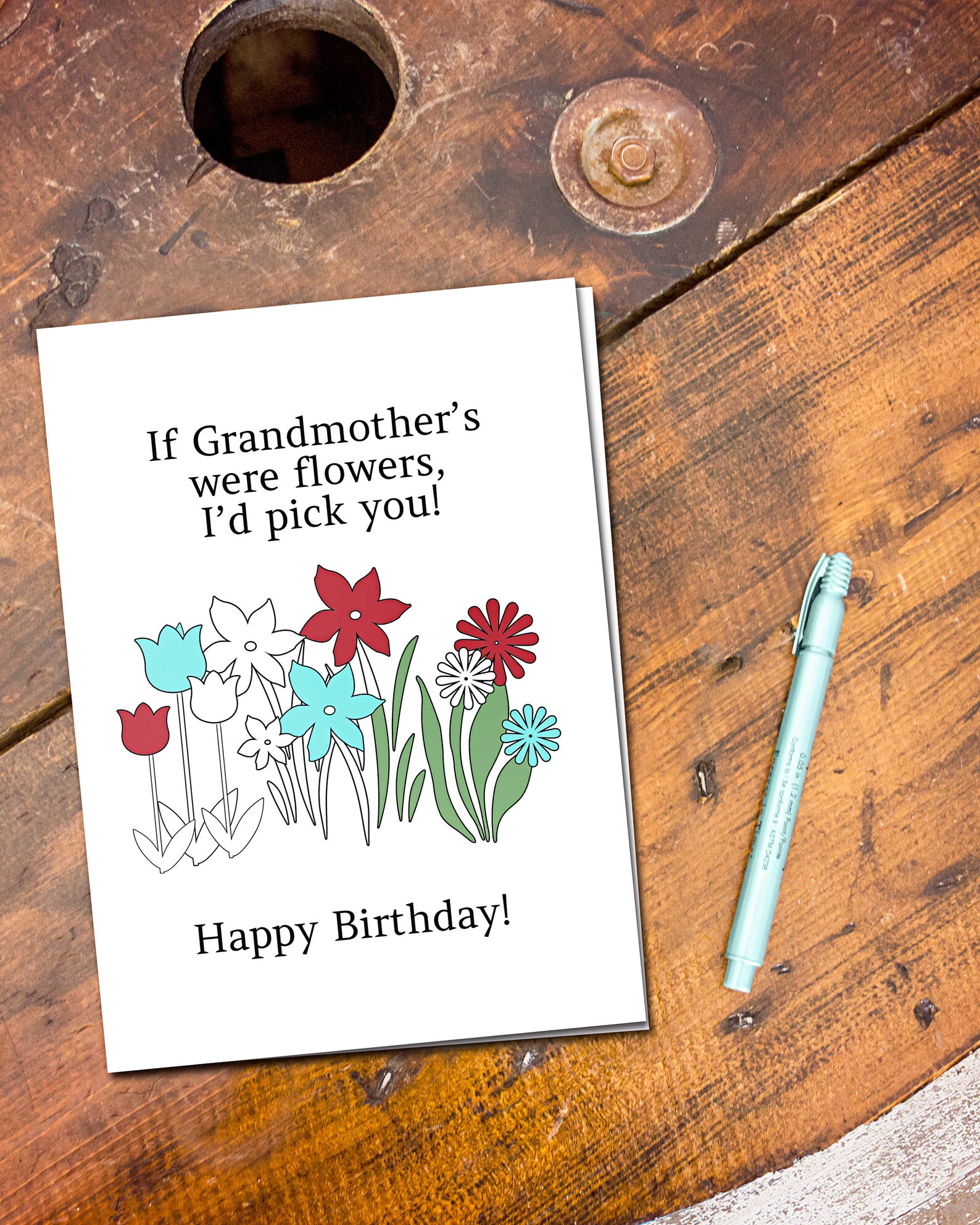 Printable Kids Coloring Card for Grandma Instant Download | Etsy