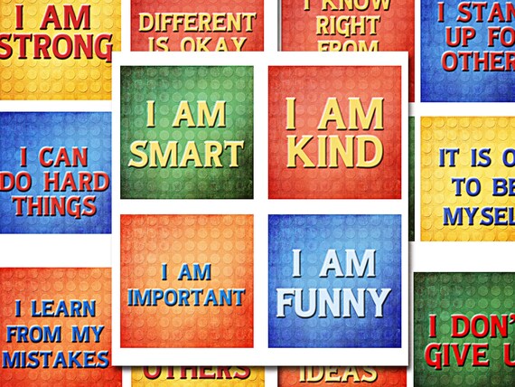 Kids Positive Affirmation Cards, Instant Download, Printable Lunch Box Love Notes for Boys, I AM Pocket Cards, Children Kindness Cards,