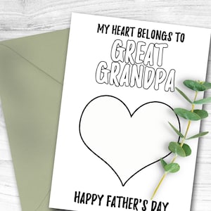 Regalos del bisabuelo, Tarjeta imprimible del Día del Padre para bisabuelo, Tarjeta para colorear para niños, Descarga instantánea de manualidades del Día del Padre para niños