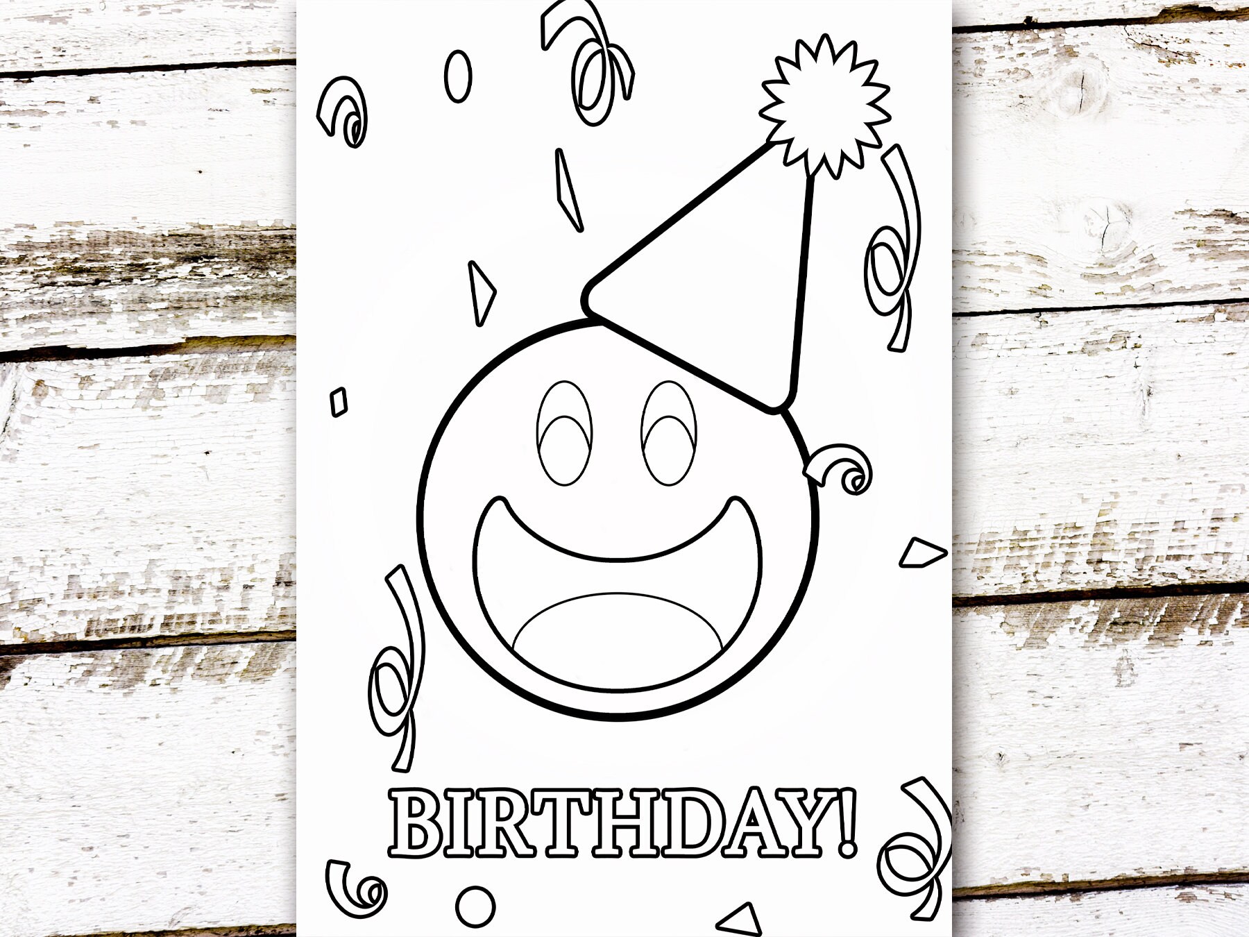 Emoji Birthday Card Kids Printable Coloring Card Emoji | Etsy