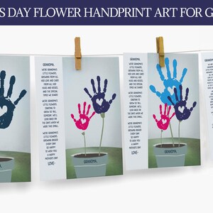 Regalo del Día de la Madre para la abuela del nieto, tarjeta imprimible para la abuela de los nietos, manualidades para niños DIY, arte con huellas de flores DIY