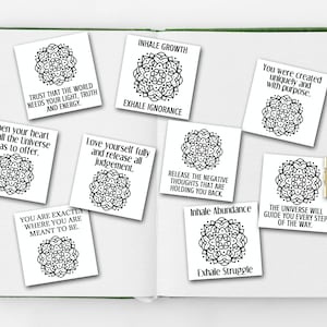 Manifestation Cards, Inhale Exhale Printable, Instant Download, Mindfulness Gift for Women, Daily Positive Affirmations, Mandala Art Prints