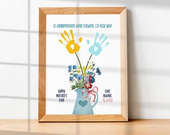 Grandma Mother's Day Handprint Art: Personalized Kids Craft Wildflower Vase  Gift (Digital Download)