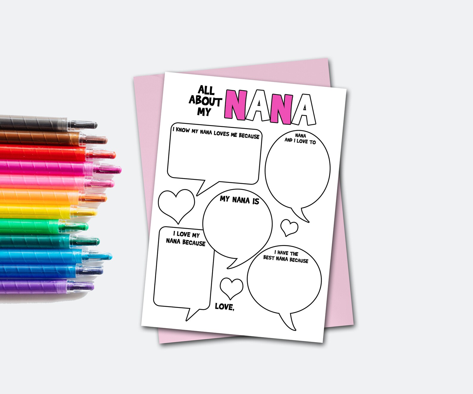 Printable Coloring Cards for Kids Nana Card Best | Etsy Canada