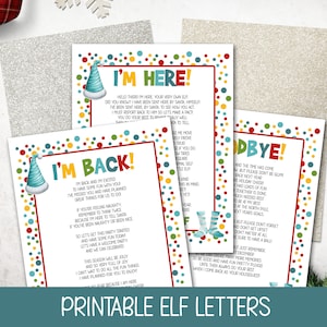 Printable Elf Welcome Note. Christmas Arrival Letter, Goodbye Card, I'm Back Holiday Stationary Set, Classroom Game, Elf Game Props
