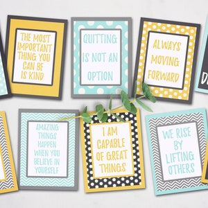 Vision Board Printables, Afirmações Positivas para Adolescentes com Citações Inspiradoras, Cartões de Planejador de Estudantes, Cartões de Diário para Download Instantâneo