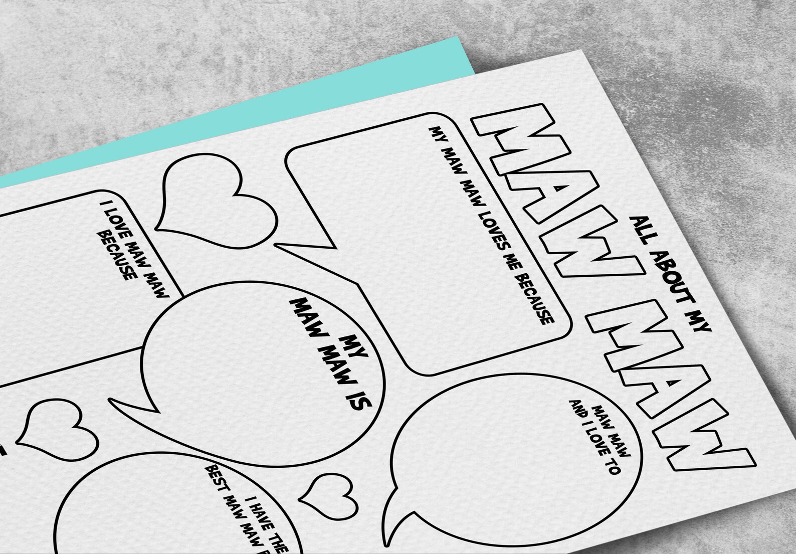 Maw Maw Cards Printable Greeting Card Mothers Day Gifts for | Etsy