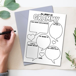 Grammy Gifts, Personalized Birthday Card for Grammy, Printable Mothers Day Cards for Grandmother , Instant Download, DIY Card Making Kit