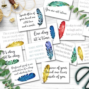 Cartes d’affirmation de deuil et de perte, cartes de thérapie de deuil, citations inspirantes, faire face à la mort, cadeau de sympathie pour ami, cadeau de plume d’ange