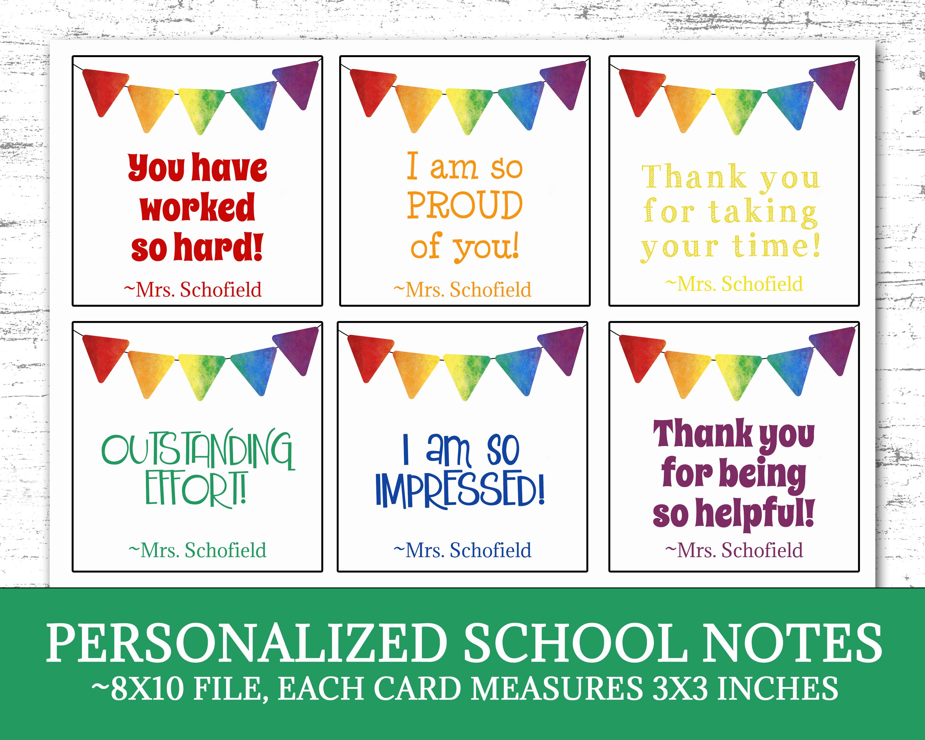 Personalized Teacher Notes Printable Back to School Cards | Etsy