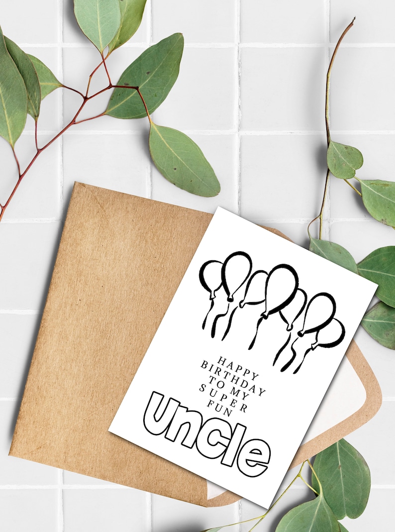 UNCLE Birthday Card Coloring Card Gift From Nephew | Etsy