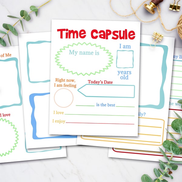 Printable Time Capsule for Kids, Homeschool Learning Resources, Children's Activity Sheets, Instant Download Worksheets, School Printables