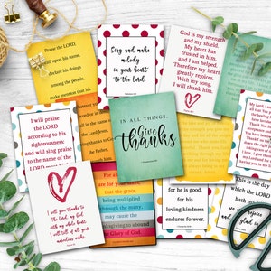 Biglietti di preghiera di gratitudine, biglietti di Scritture stampabili, biglietti del Ringraziamento, biglietti di diario biblico, regali religiosi per bambini, devozione quotidiana