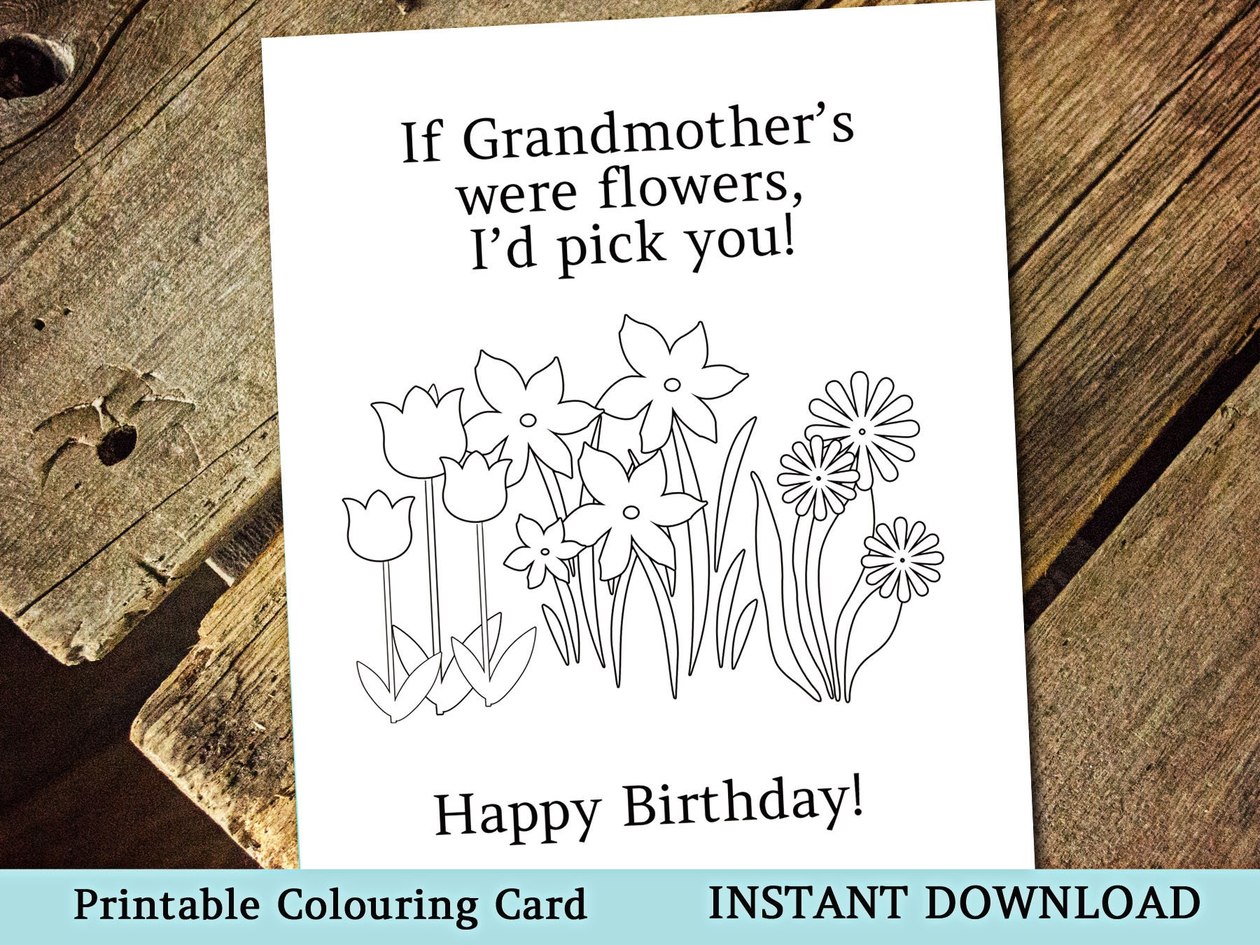 printable kids coloring card for grandma instant download etsy