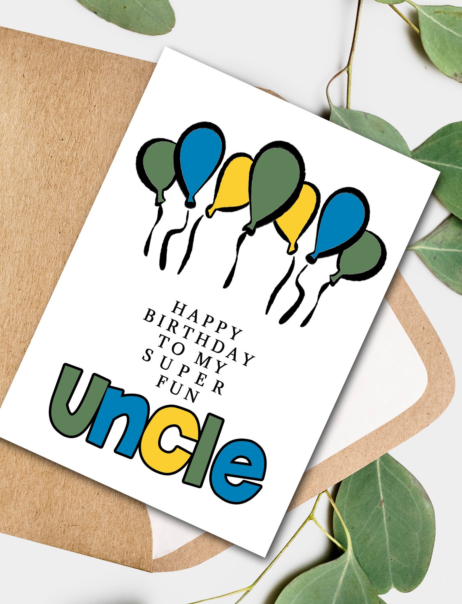 UNCLE Birthday Card DIY Coloring Card Activity Etsy