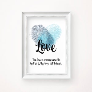 Memorial Thumbprint Art, Fingerprint Heart Keepsake, Using fingerprints of lost loved one, Custom Grief Gift, 1st Mother&#39;s Day without Mom
